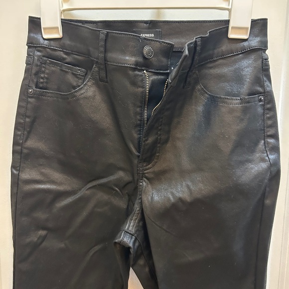 Express Jet Black Faux Leather Trousers. Size 8 - Picture 2 of 6